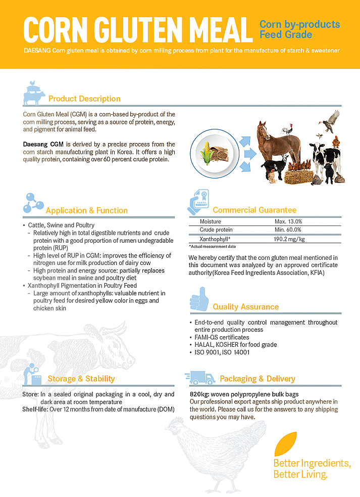 Corn gluten meal Feed ingredients BIO DAESANG